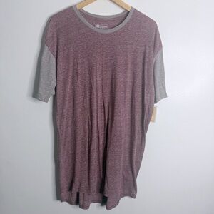 NWT Lularoe Men’s Patrick Short Sleeves Tee Burgundy Gray Large Casual Everyday